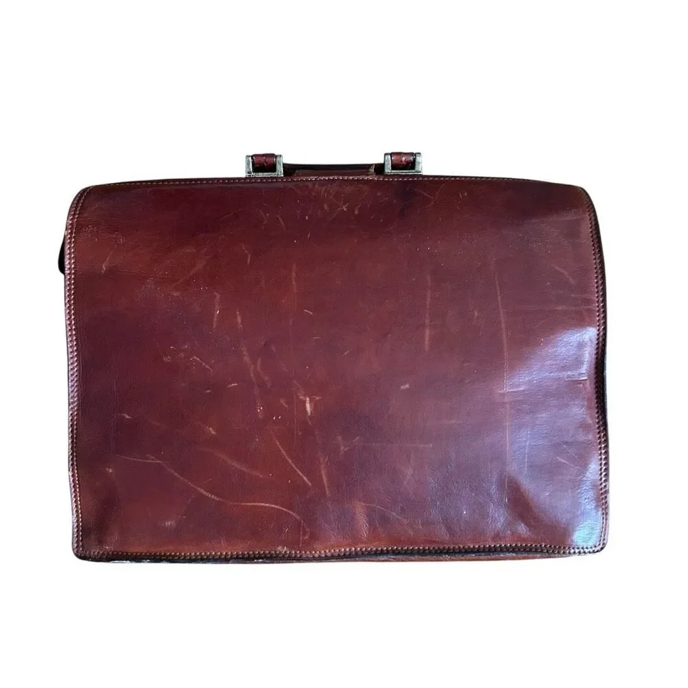 Vintage Paulo Giannini Brown Leather Doctor’s Bag Style Briefcase